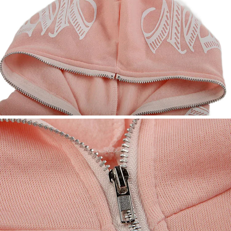 Full Zip Women's Hoodie Hip Hop Design Streetwear Grunge Style