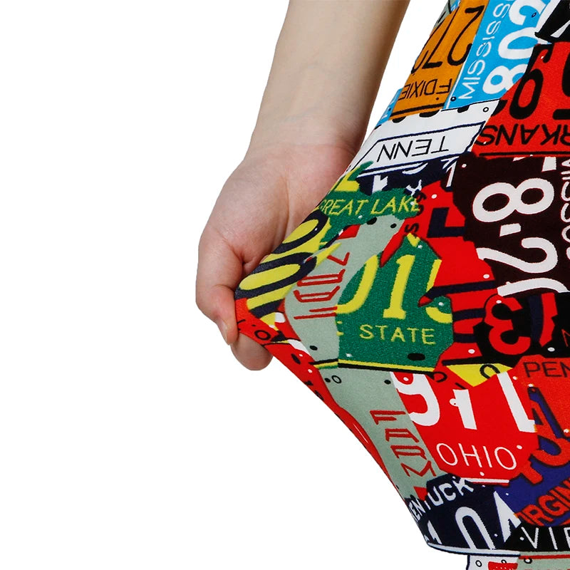 Pilates Pants Leggings Stretchy Activewear Graffiti Yoga Crossfit Sports