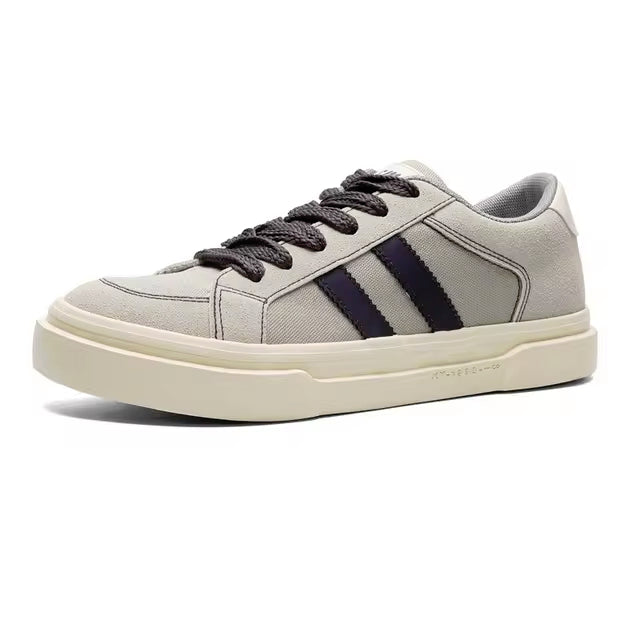 Sneakers With Stripes Flat Breathable Canvas Casual Lace-up Runners