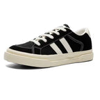 Sneakers With Stripes Flat Breathable Canvas Casual Lace-up Runners