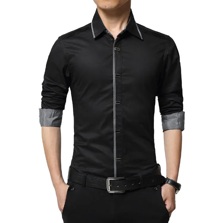 Stylish Cotton Dress Shirt Top-Quality With Snap-Close Buttons