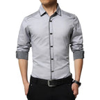 Cotton Dress Shirt With Shoulder Pleats Snap Close Buttons Business Office Work