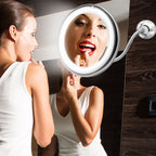 Makeup Face Mirror 10X Suction Cup Bathroom Shaving Flexible Vanity Light