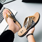 Japanese Wood Grain Flip Flops Summer Beach Thongs