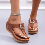Summer Sandals Open-Toe Roman Platform Wedges Slides