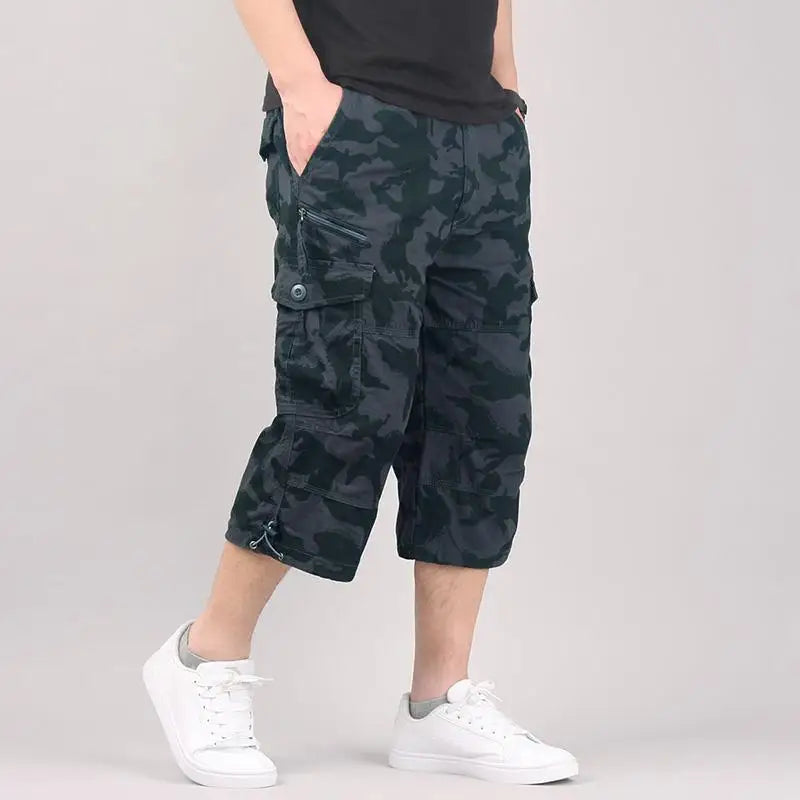 Summer Cargo Shorts Men's Capri Pants Below Knee Elastic Waist Plus Size-Keep Melbourne Marvellous Official Store