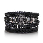 Stacked Bracelet Bangle Chunky Leather