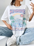 Sunshine Beach Summer Waves Cotton T-shirt Women's