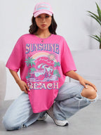 Sunshine Beach Summer Waves Cotton T-shirt Women's