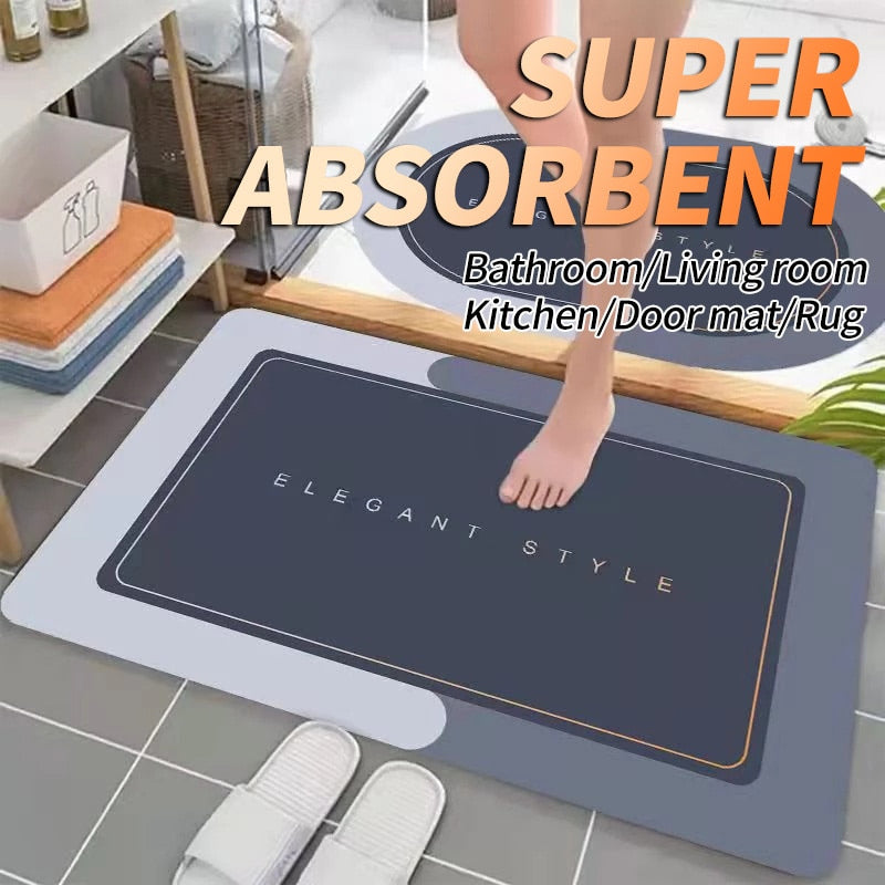 Super Absorbent Bath Mat Quick Drying Non Slip Magic Bathroom Kitchen Floor Rug