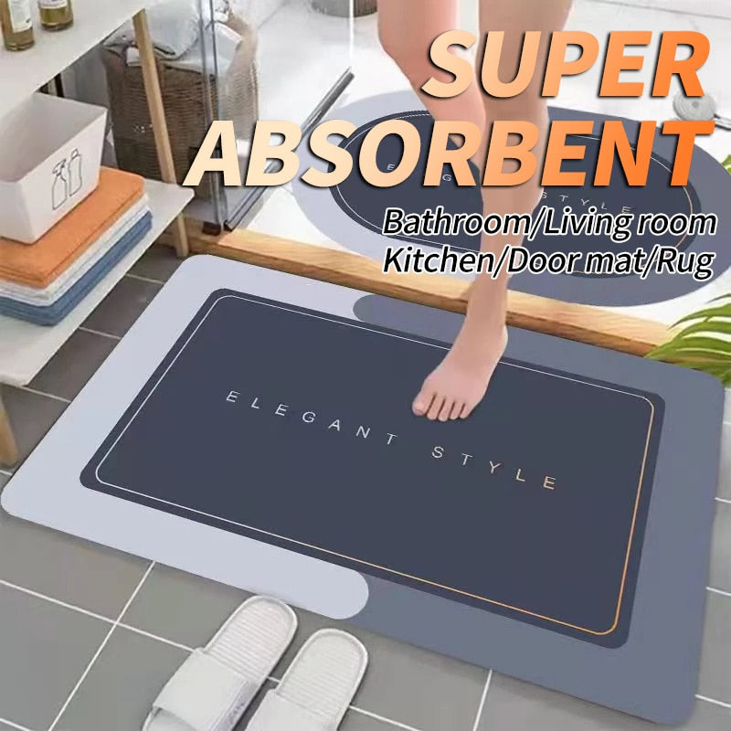 Non-Slip Super-Absorbent Quick-Drying Bathroom Mat Wet Floor & Bath Rug