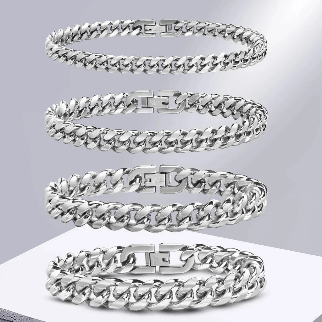Super Chunky Cuban Chain Thick Bracelets Solid Stainless Steel 6/8/10/12mm