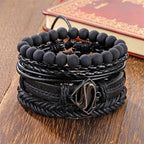 Stacked Bracelet Bangle Chunky Leather