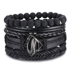 Stacked Bracelet Bangle Chunky Leather