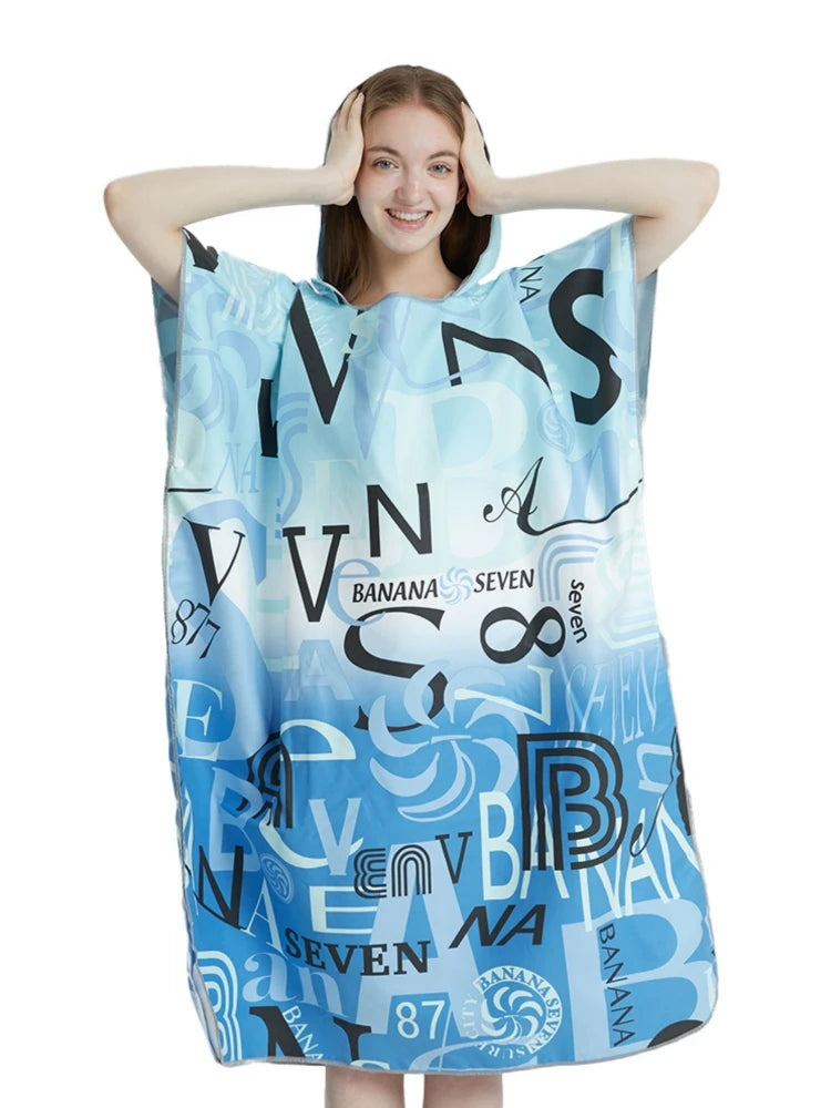 Surf Poncho Quick-Dry Towel Hoodie Microfiber Beach Changing Robe