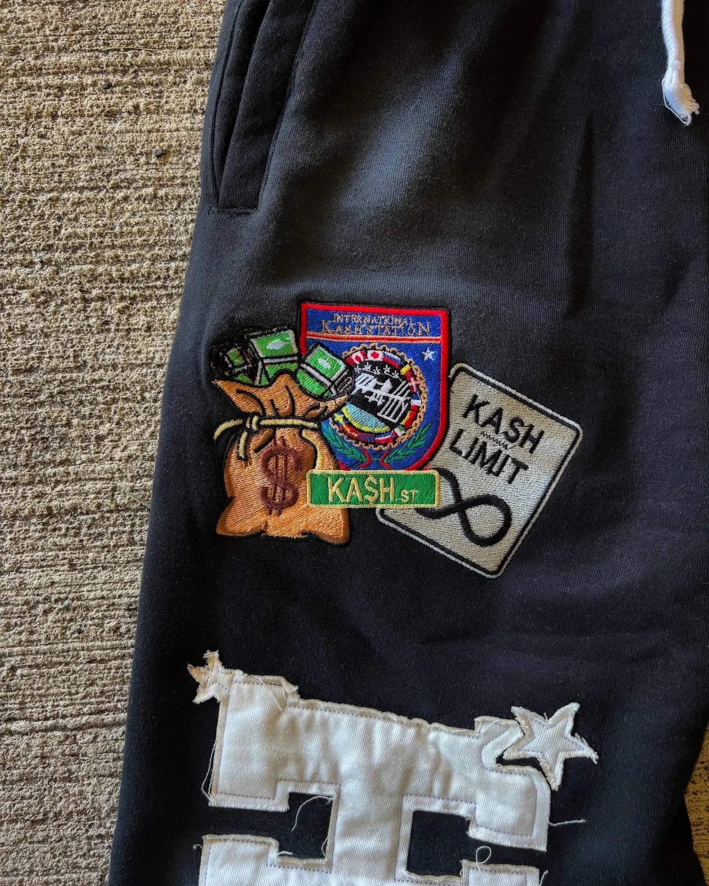 Sweatpants Double Layer Waist Baggy Barrel Y2K Pants Gothic KASH Patch