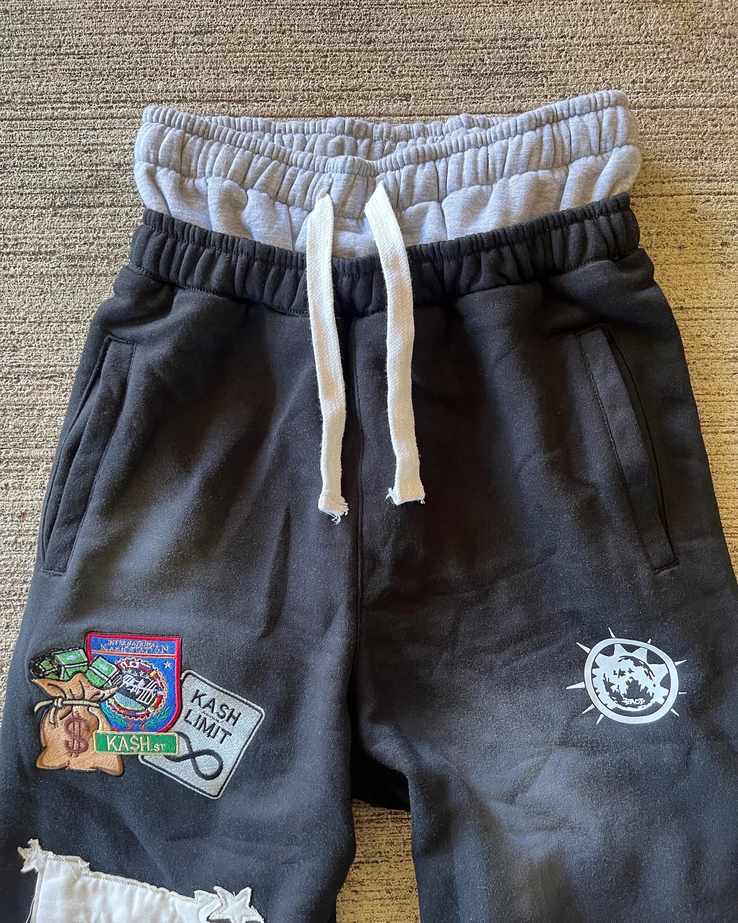 Sweatpants Double Layer Waist Baggy Barrel Y2K Pants Gothic KASH Patch