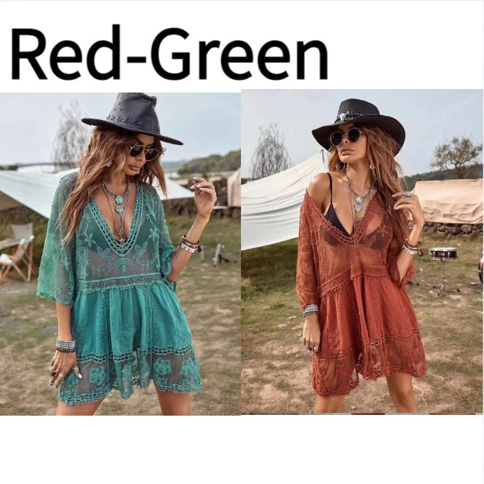 Swimwear Cover Up Bikini Resort Dress Summer Beach Tunic Sundress