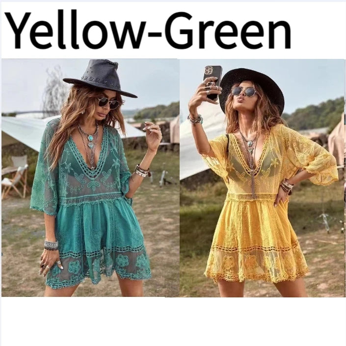 Swimwear Cover Up Bikini Resort Dress Summer Beach Tunic Sundress