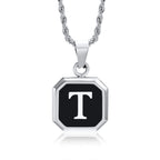 Name Initial Personalised Necklace A-Z Square Stainless Steel Pendant
