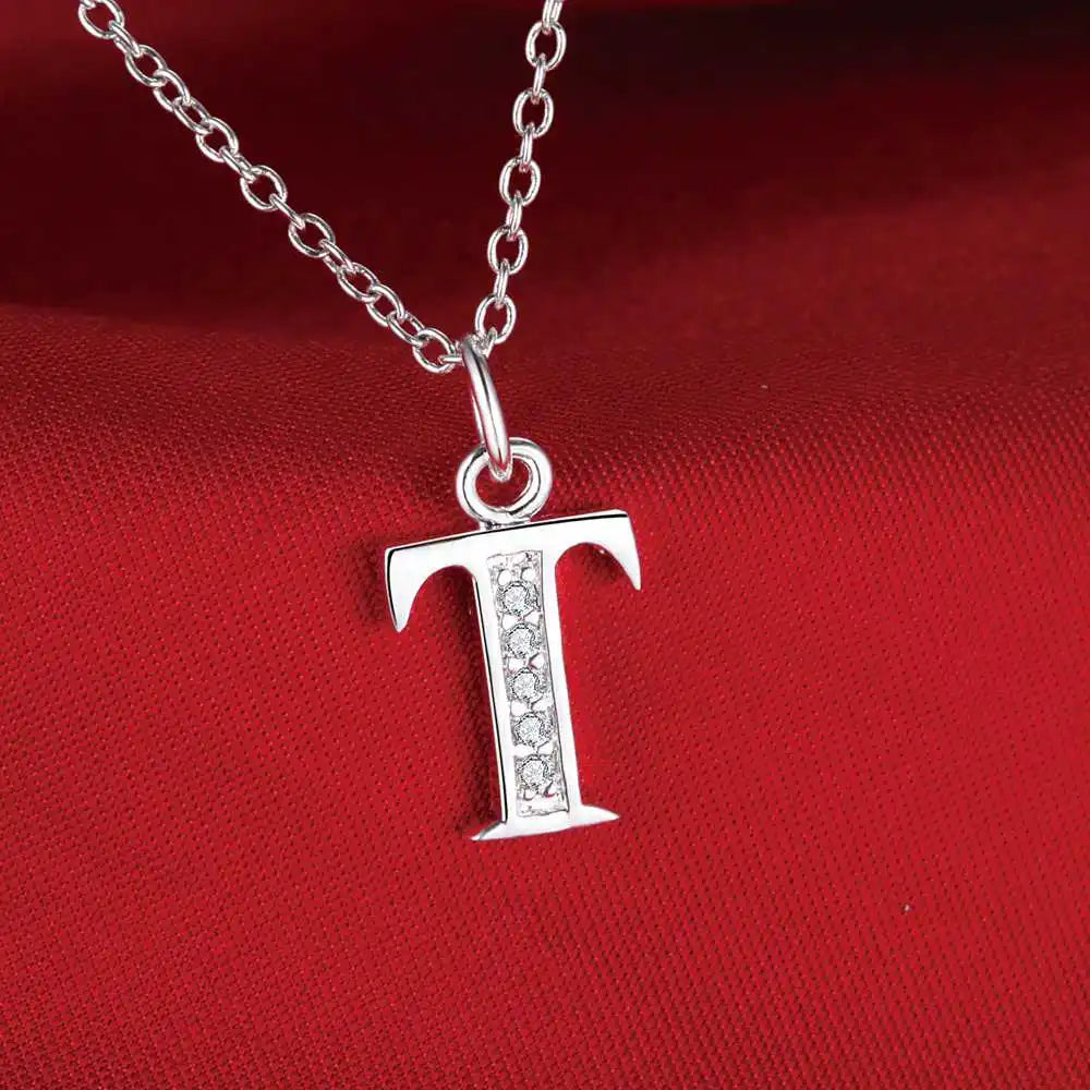 Letters Sterling Silver Necklace Pendant Name Initial
