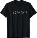 A black crewneck t-shirt featuring the text TECHNO for rave, festivals concerts and dance clubbing.