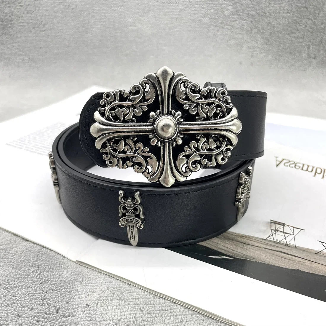 The Dagger Cross | Vintage Gothic Chrome Hearts Buckle Belt