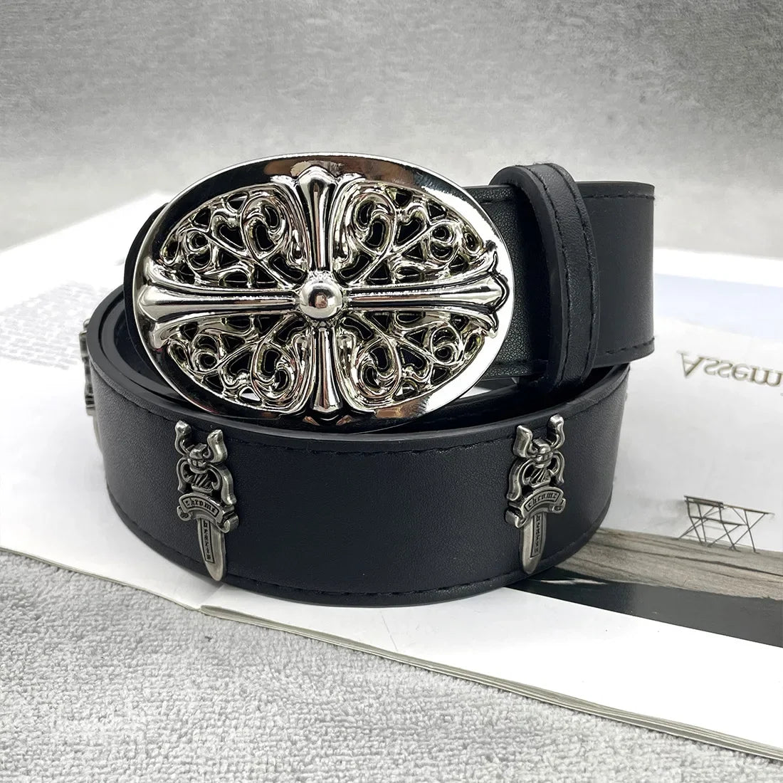 The Dagger Cross | Vintage Gothic Chrome Hearts Buckle Belt