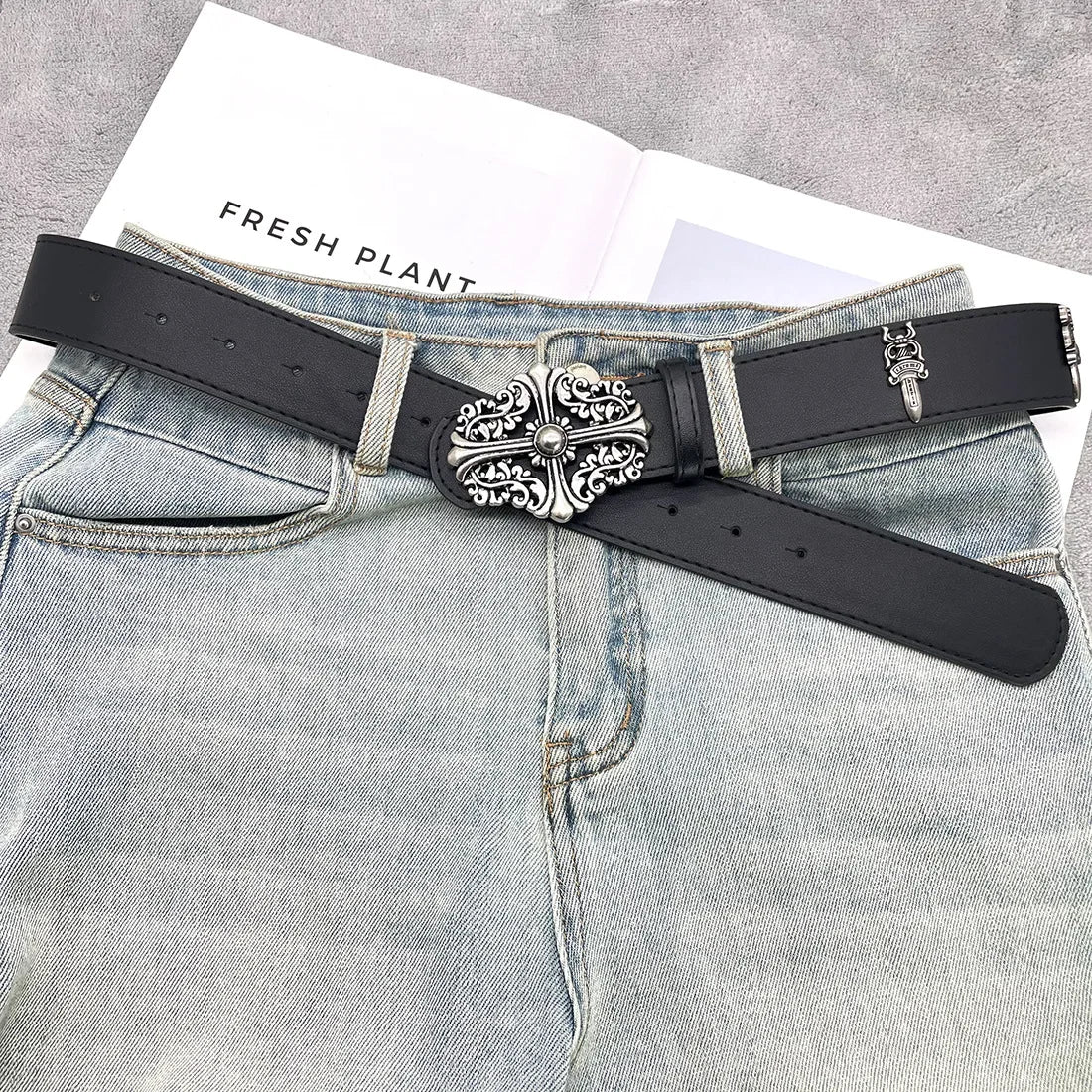 The Dagger Cross | Vintage Gothic Chrome Hearts Buckle Belt