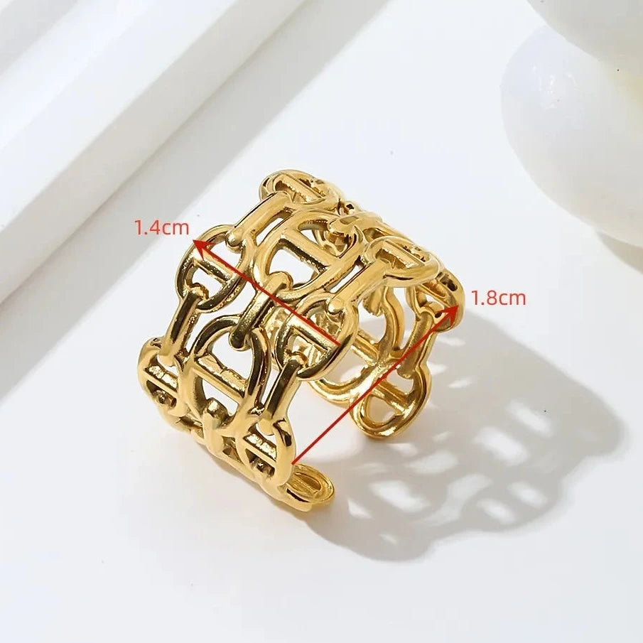 Three Chain Ring Open Adjustable Chrome Titanium Steel