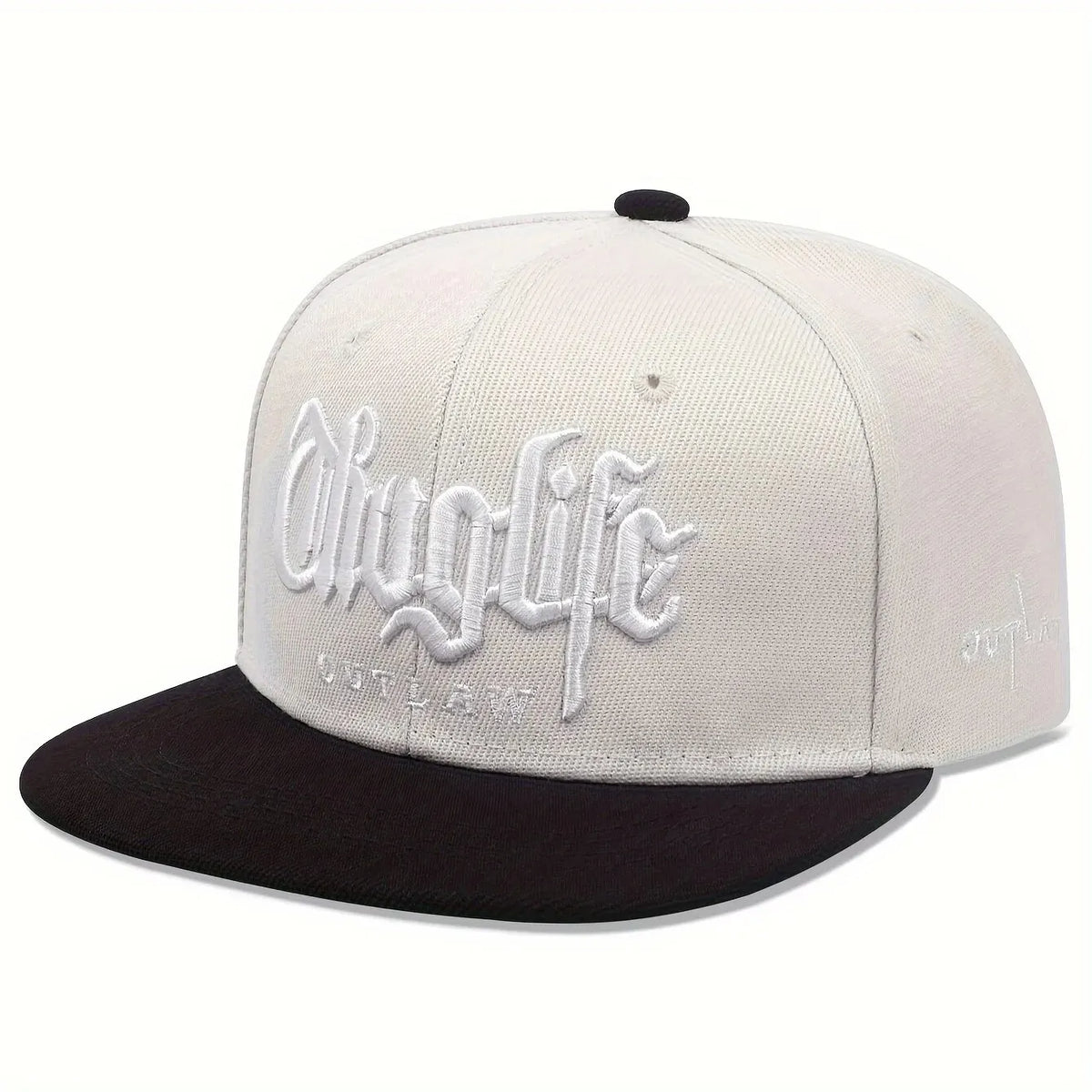 Cap with 'Thug Life Outlaw' text on a white background