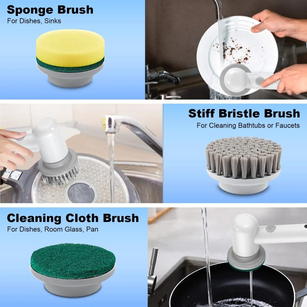 Cleaning Spin Scrub Brush USB Charging Spinning Cleaning Tool Kitchen Dishwashing Bathroom Tiles Home House New Upgraded Model