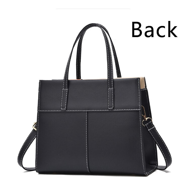 Tote Work Office Handbag Patchwork Design With Shoulder Strap