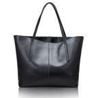 Shoulder Tote Handbag Genuine Leather Large Capacity Office Bucket Bag Women's