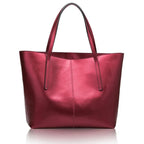 Shoulder Tote Handbag Genuine Leather Large Capacity Office Bucket Bag Women's