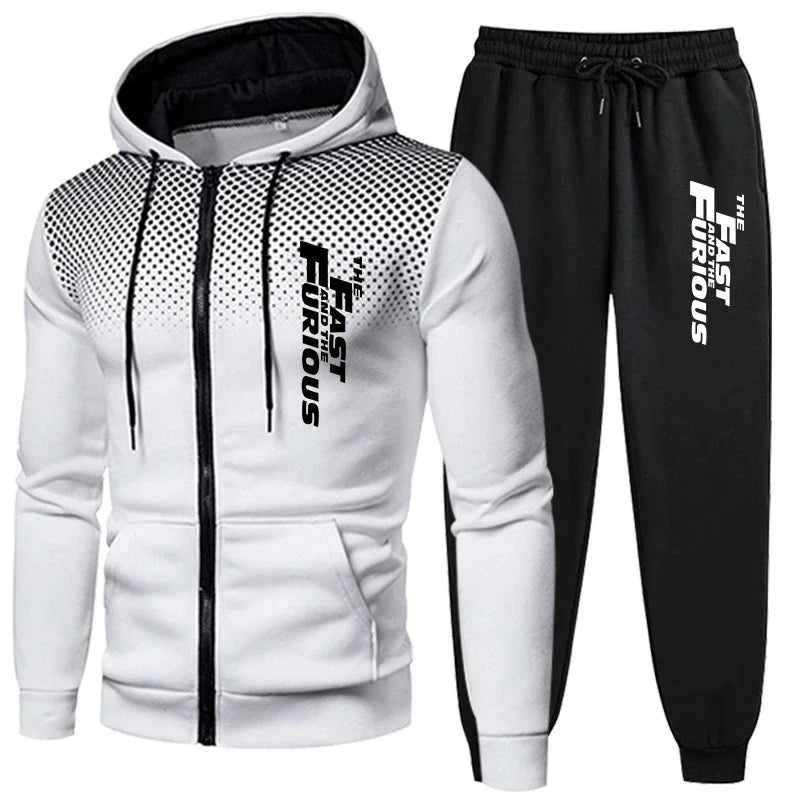 Gym Tracksuit 2pcs Set Fast Furious Hoodie Sweats Workout Outfit