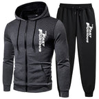 Gym Tracksuit 2pcs Set Fast Furious Hoodie Sweats Workout Outfit