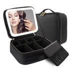 Deluxe Travel Makeup Bag Portable Cosmetics Beauty Case with LED Mirror