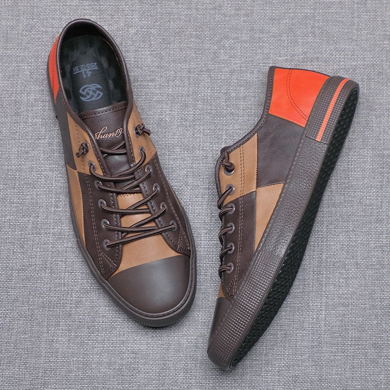 Soft Sneakers with Elastic No-Tie Laces Funky Patchwork Design