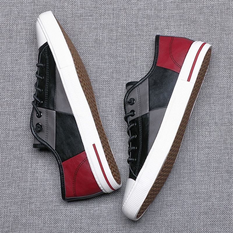 Soft Sneakers with Elastic No-Tie Laces Funky Patchwork Design