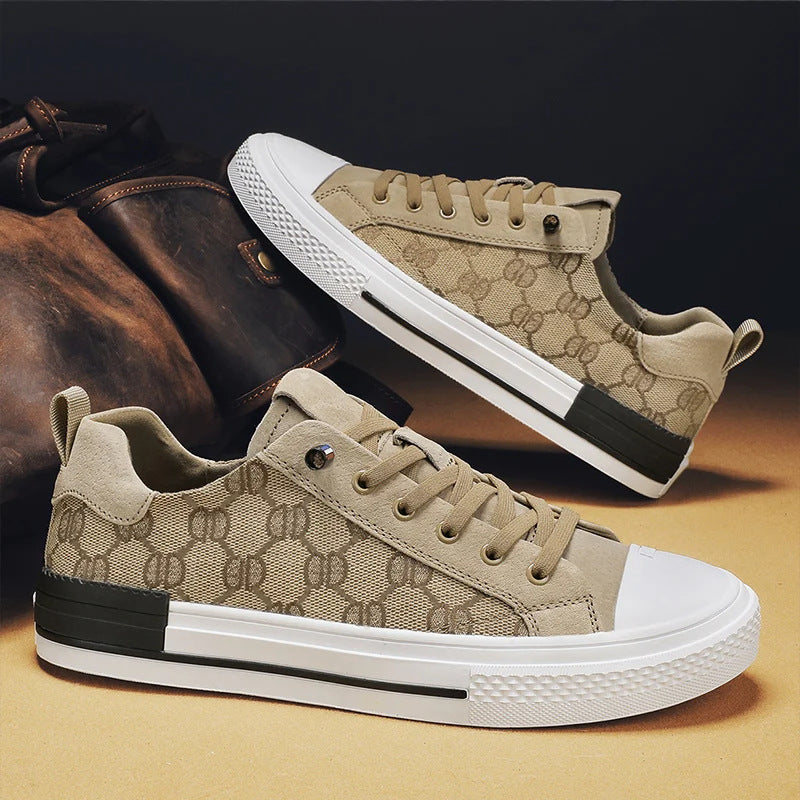 Patterned Canvas Sneakers Lightweight Casual Low Tops