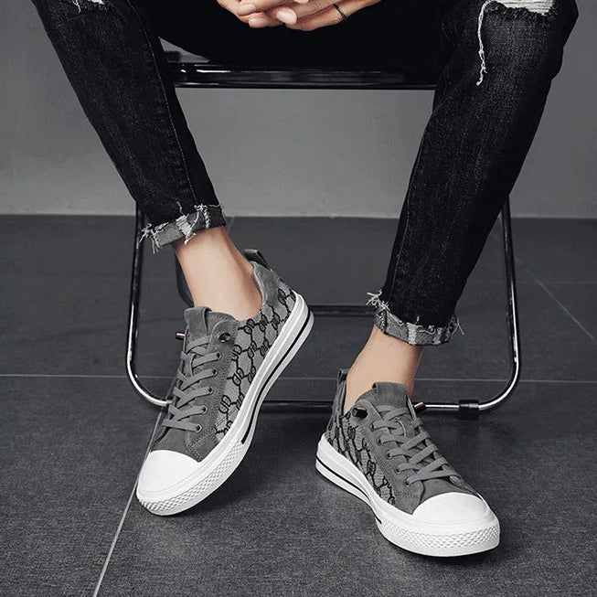 Trendy Patterned Canvas Sneakers Lightweight Casual Flats Shoes