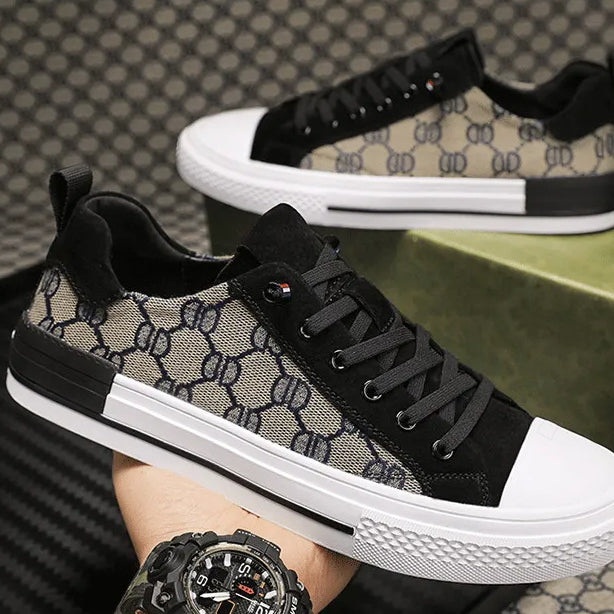 Patterned Canvas Sneakers Lightweight Casual Low Tops
