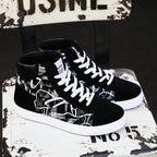 K Pop Sneakers Hightops Graffiti Canvas Skateboarding Grunge Basketball Shoes