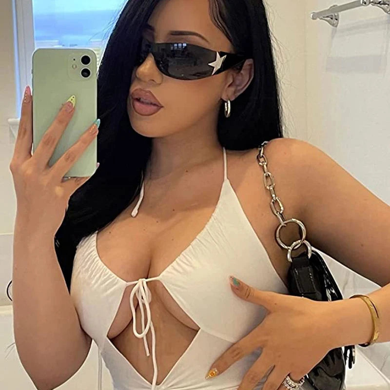 Punk Rebel Rocker Y2K Wrap Hollywood Star Sunglasses