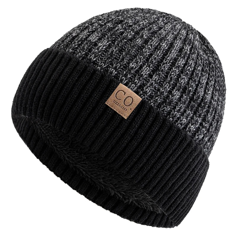 Knit Two-Tone Beanie | Warm Fur-Lined Folded-Brim Unisex Hat