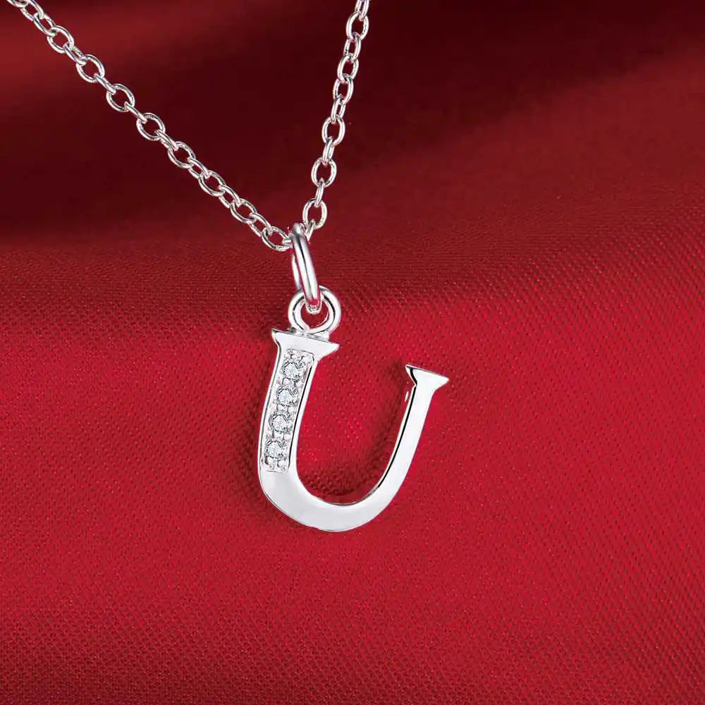 Letters Sterling Silver Necklace Pendant Name Initial