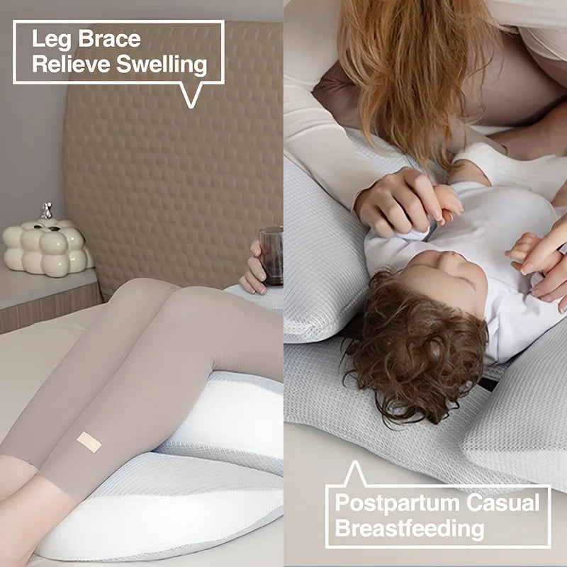 Maternity and pregnancy pillow to relieve swelling and for postpartum casual breastfeeding.