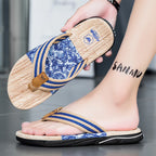 Japanese Wood Grain Flip Flops Summer Beach Thongs