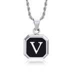 Name Initial Personalised Necklace A-Z Square Stainless Steel Pendant
